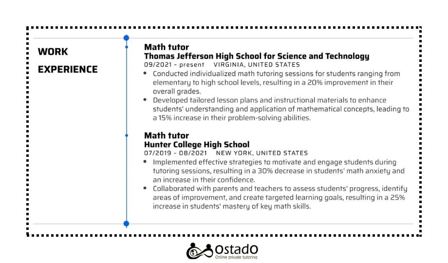 maths tutor resume experience