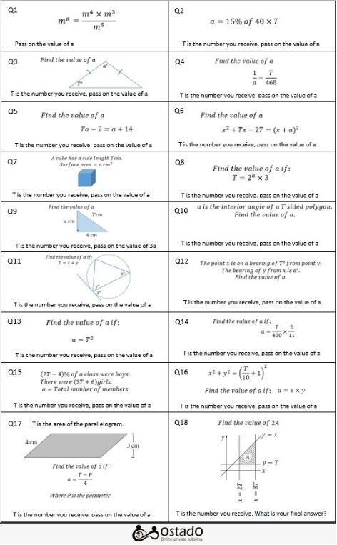 GCSE maths non calculator question samples