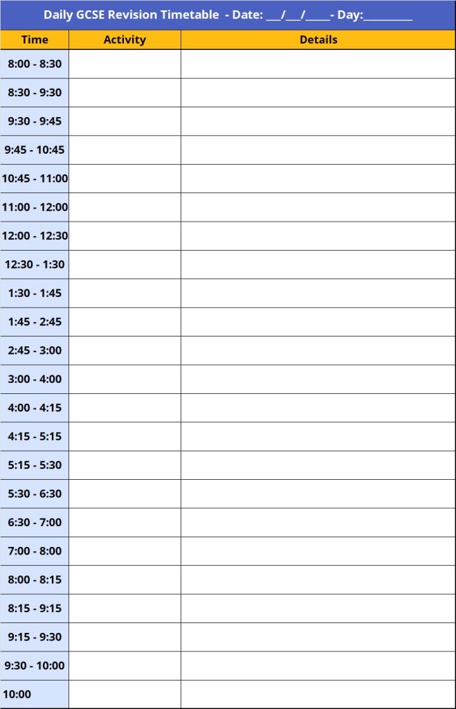 The Ultimate GCSE Revision Timetable Template + Free Download PDF | Ostado