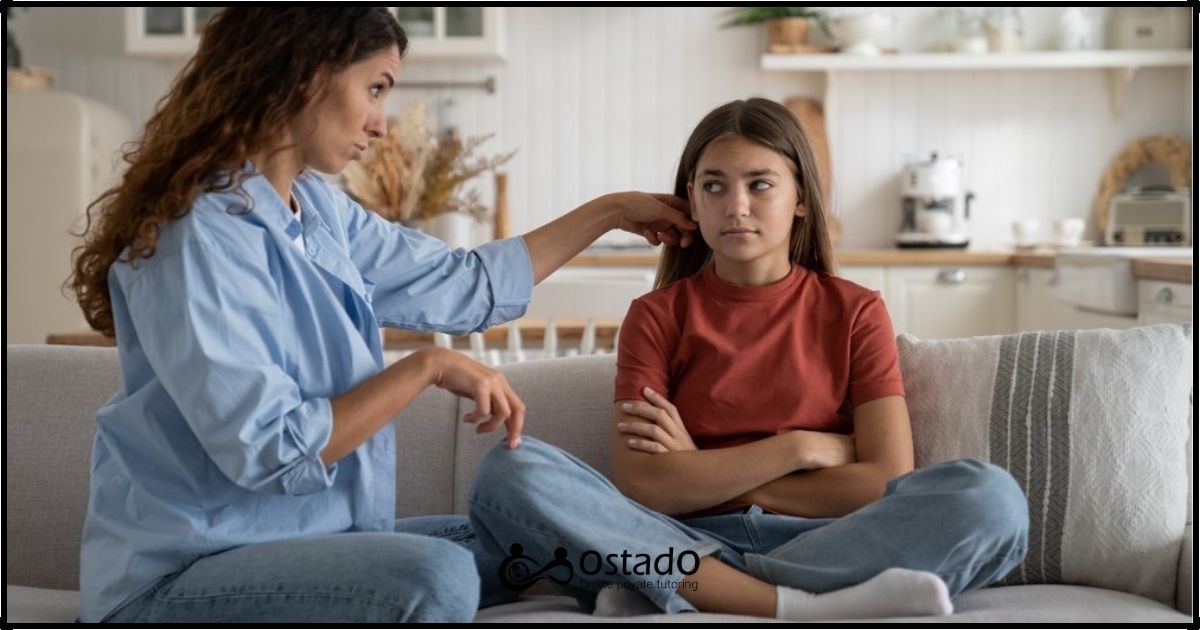 A mother talking to her daughter 