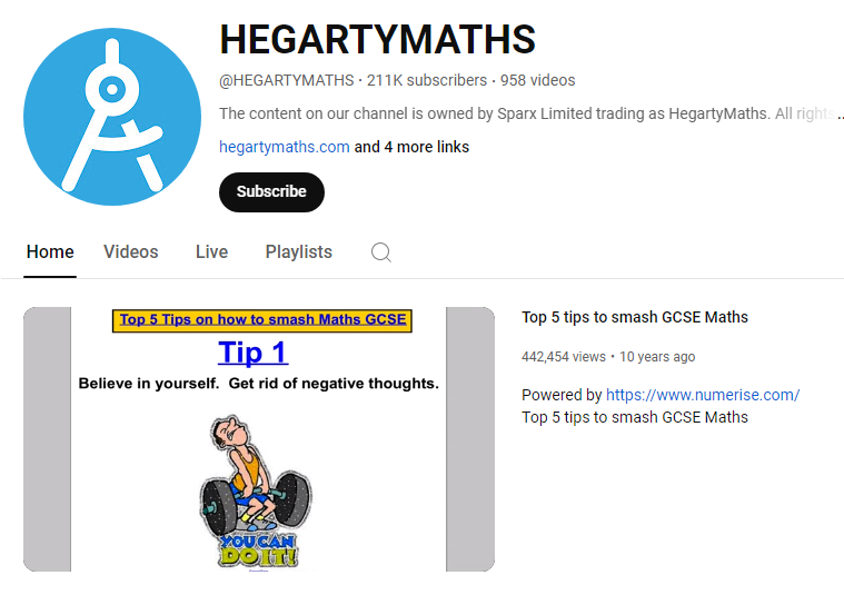 YouTube Channel for Maths GCSE